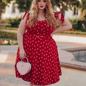 Unique Vintage Red Heart Print Dress